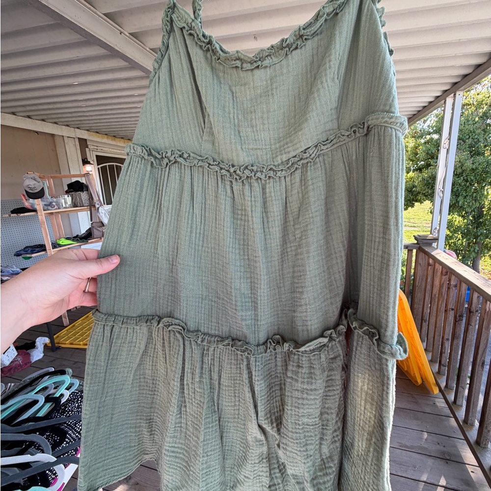 Lightweight Tiered Dress in Sage Green